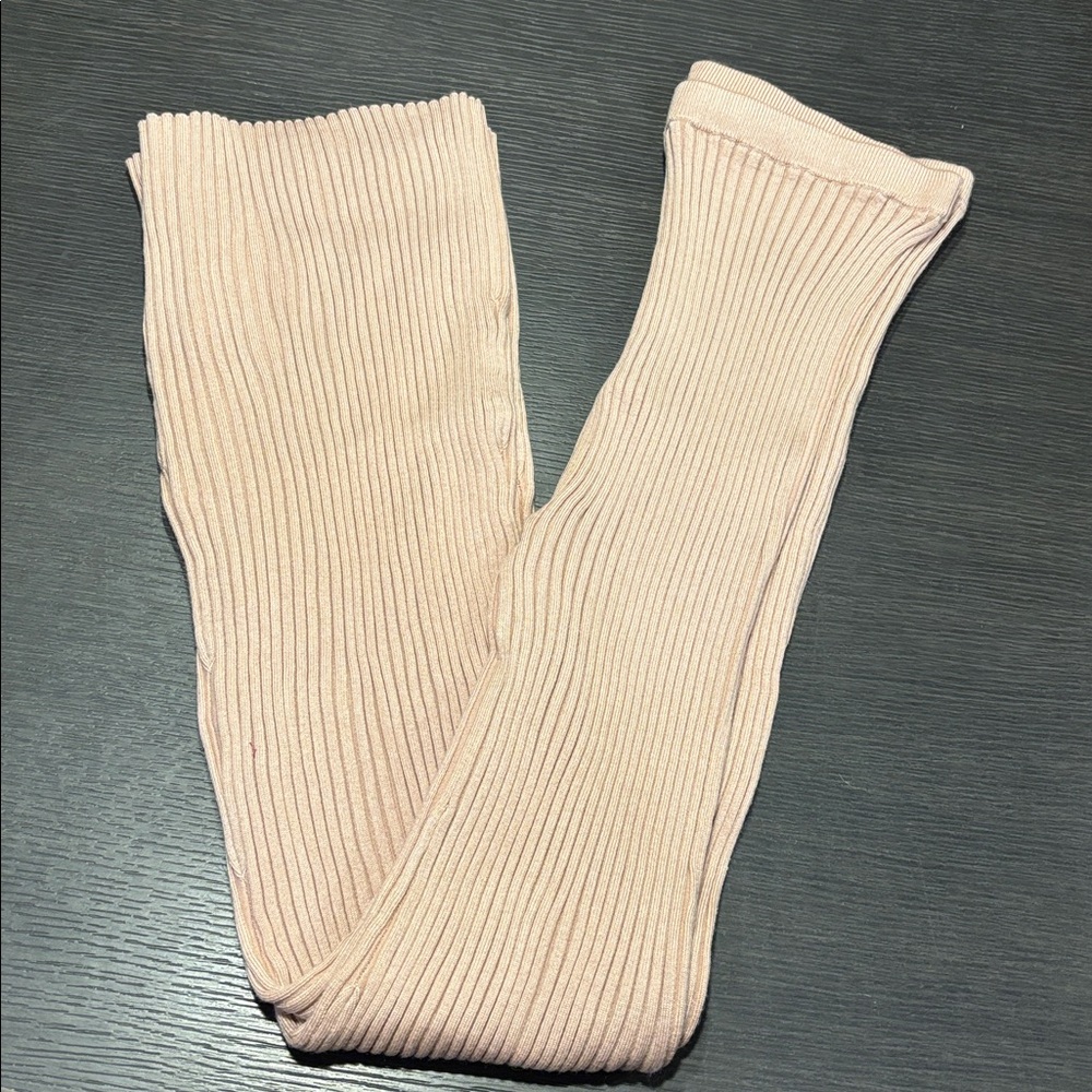 Callahan Knitwear Pink High Waisted Flare Leg Ribbed Casual Pant WN Large NWT - Picture 3 of 7